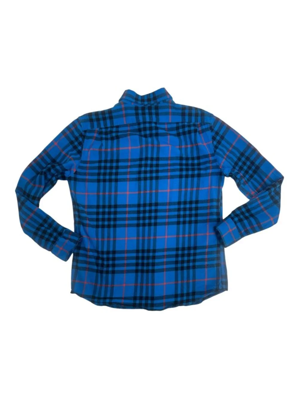 Banana Republic Shirt Medium Blue Plaid Organic Cotton Untucked Flannel Preppy